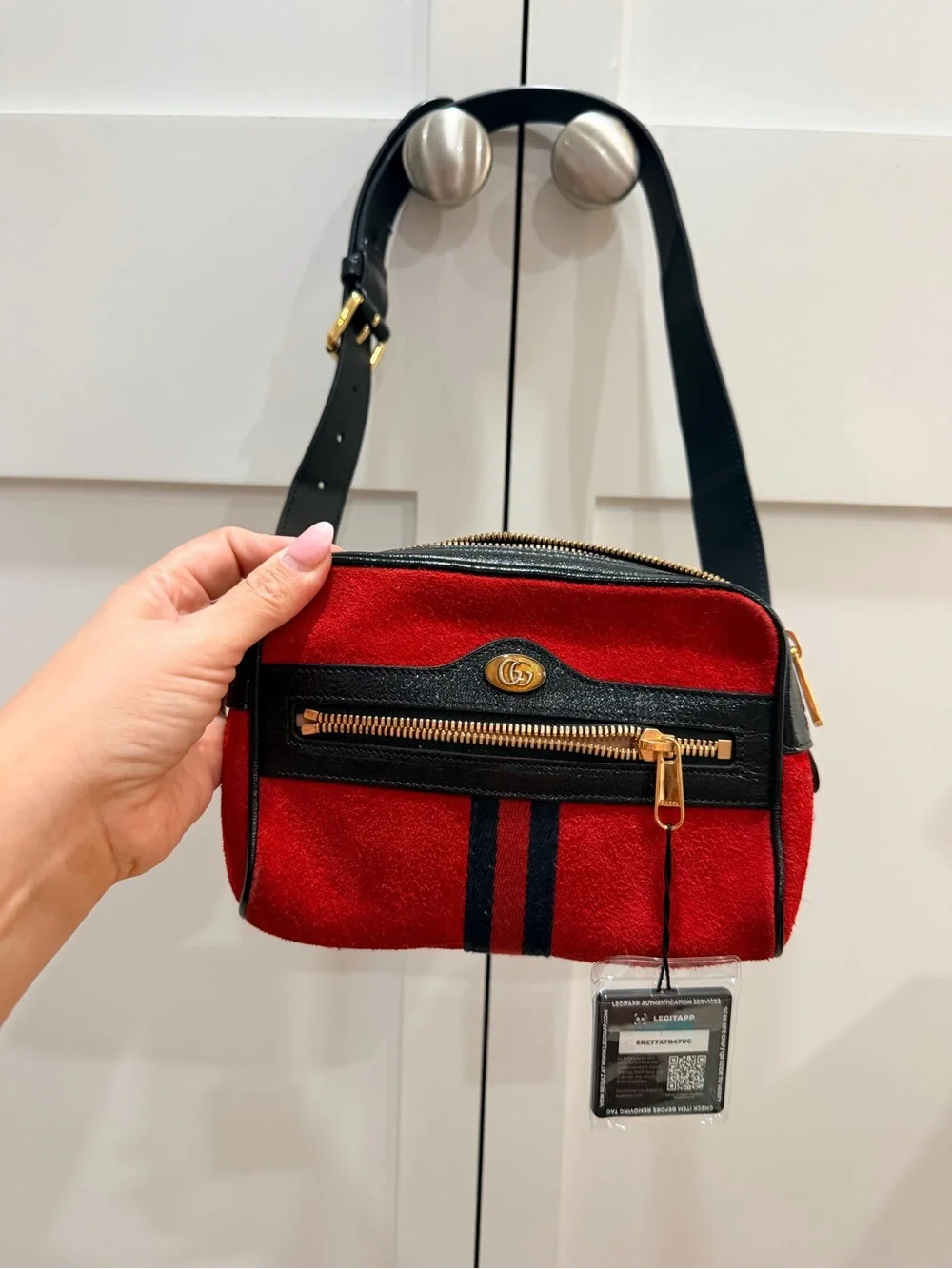 Gucci Ophidia Red Suede Small Belt Bag 85/34 + Gucci Dust Bag